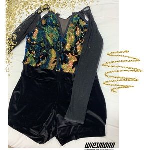 Long Sleeve Romper🤍 Sheer Sleeves- Velvet Shorts -Glittery